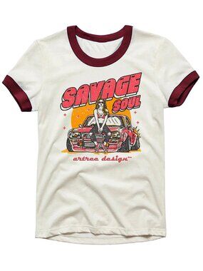 Ringer T Shirt Vintage Retro Off White Racing Car Ringer Shirt Muscle Car